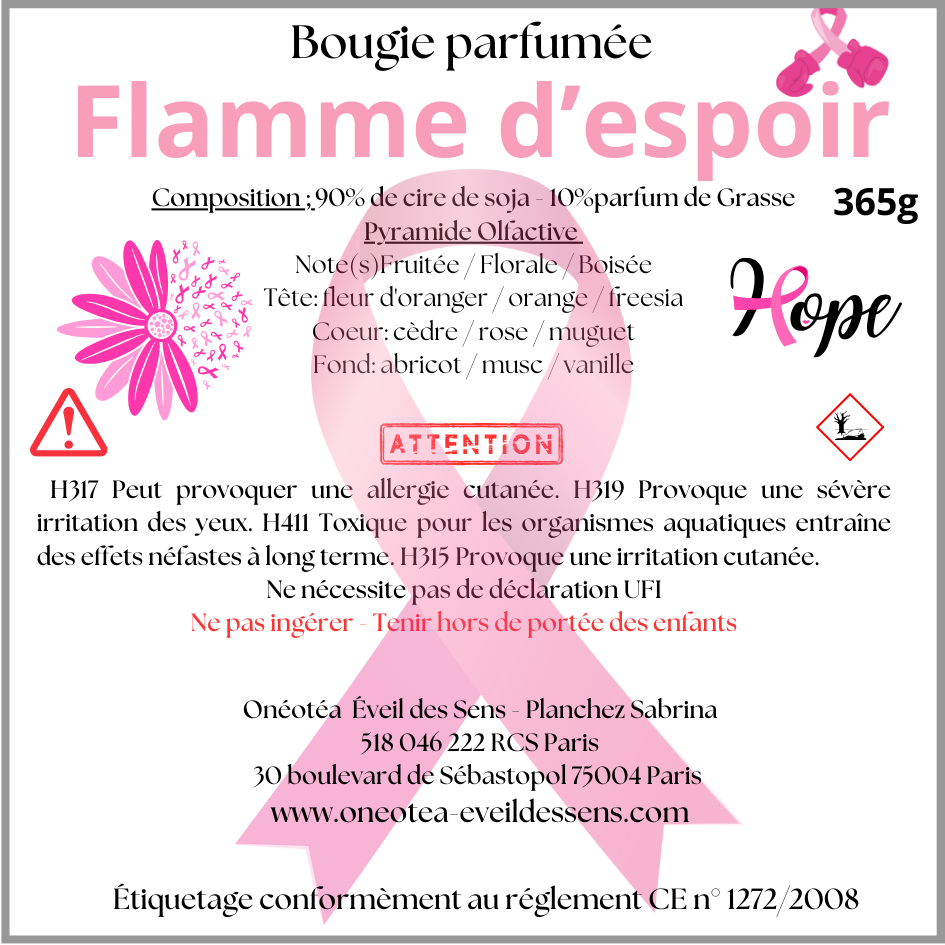 ✨ Bougie Flamme d'espoir Édition Spéciale Cancer du Sein