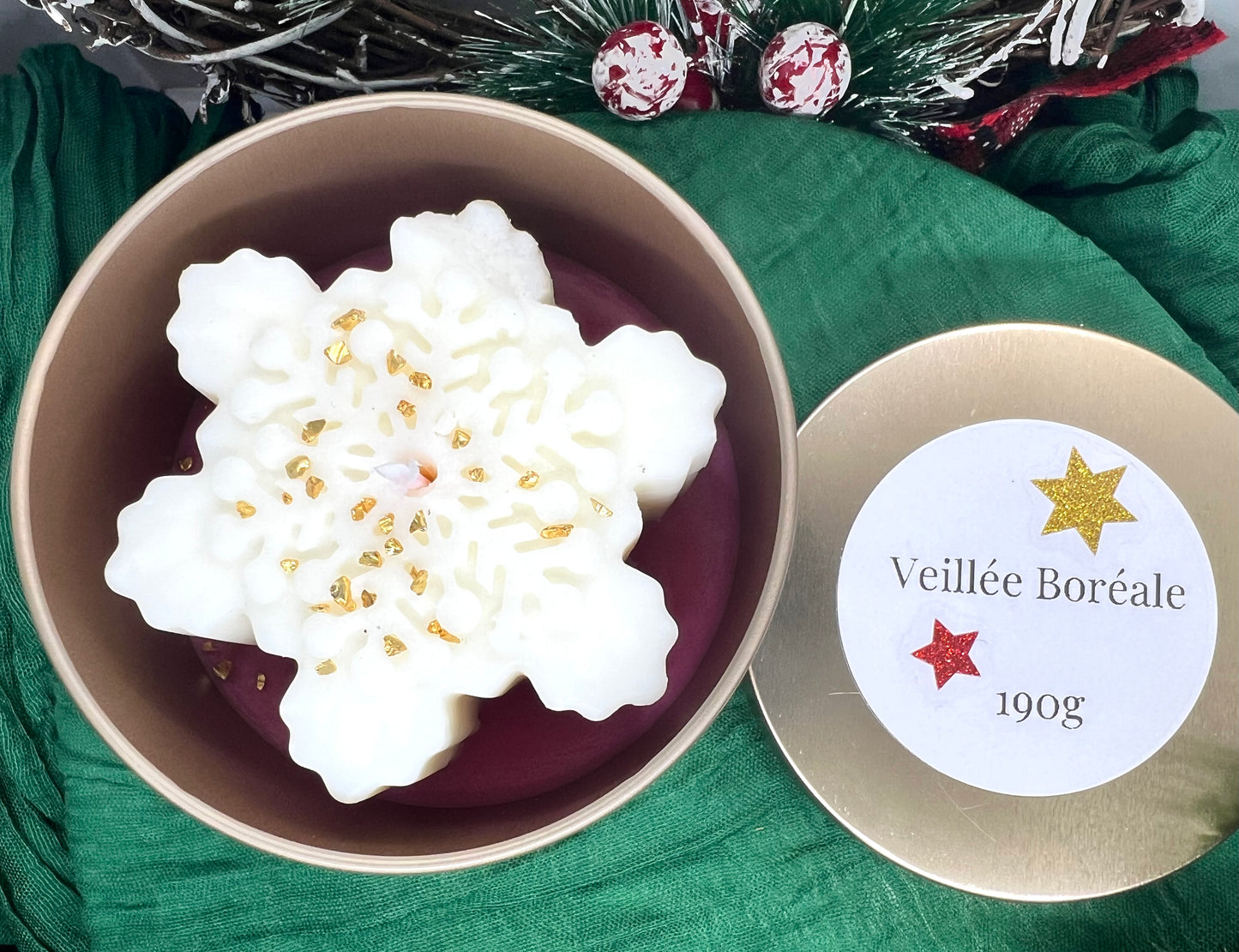 ❄️✨Bougie de Noël – Veillée Boréale ✨