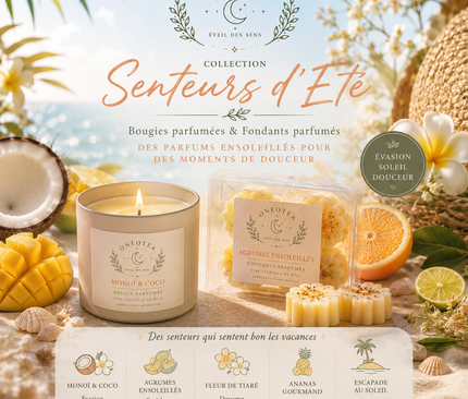 Bougies parfumées 🌞Les Senteurs de l’Été - Collection Estivale aux senteurs estivales lumineuses