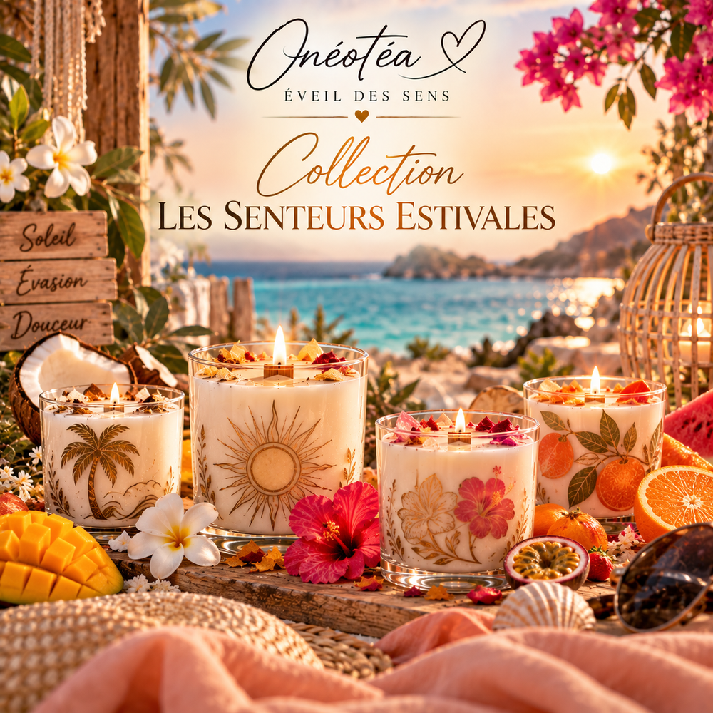 Bougies parfumées 🌞Les Senteurs de l’Été - Collection Estivale aux senteurs estivales lumineuses