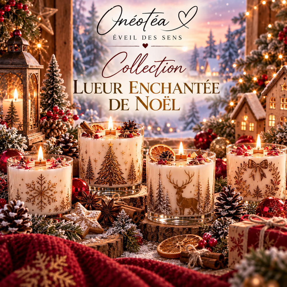 bougie lueur enchantée collection noël onéotéa ambiance hivernale