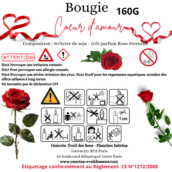 Bougie parfumée "Coeur d'amour" - Élégance intemporelle