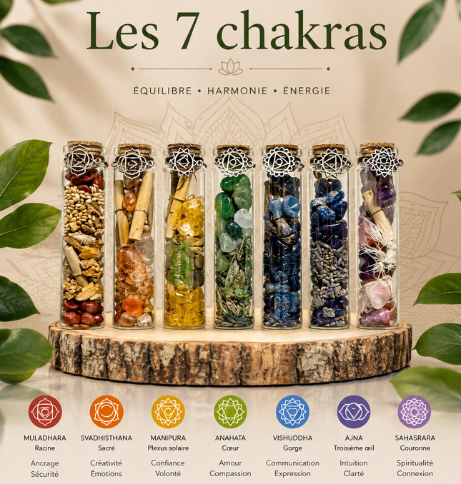 Fioles des Sept Chakras • Équilibrage Énergétique | Onéotéa