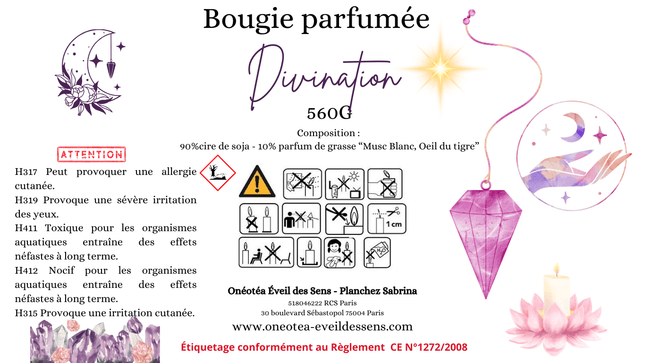 Bougie mystique " Divination " - Fabrication artisanale & éthique - Onéotéa - Éveil des Sens