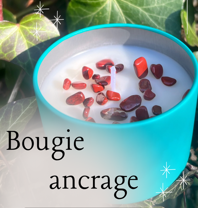 Bougie parfumée " Ancrage " avec Pierres Jaspe rouge
