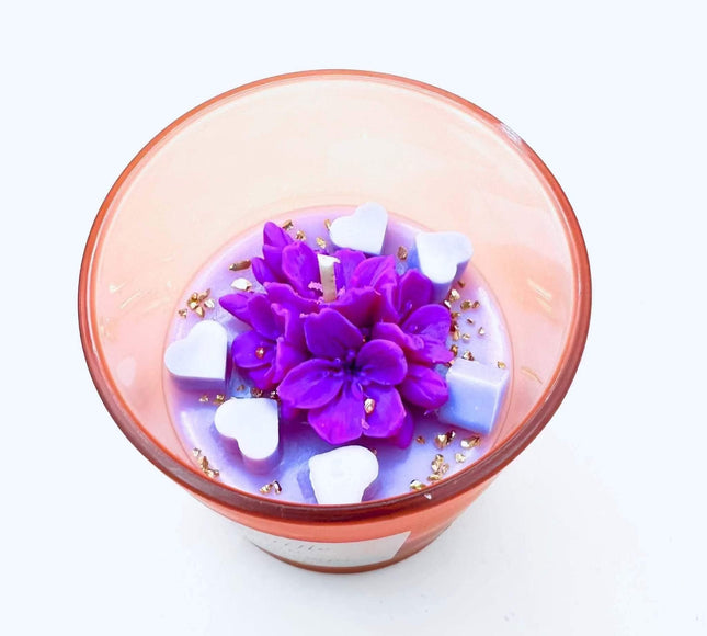 Bougie parfumée Souffle du Printemps avec fleurs lin magnolia hibiscus