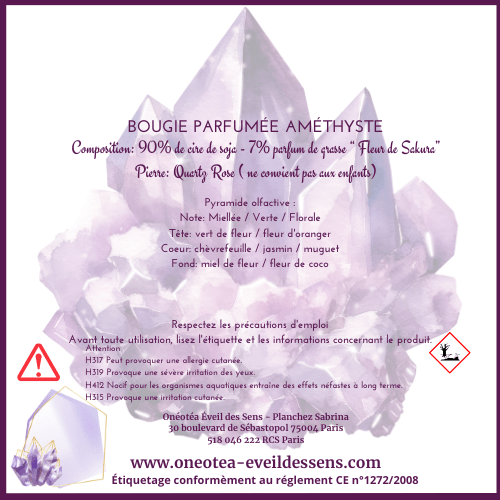 Bougie "Améthyste" - Onéotéa - Éveil des Sens