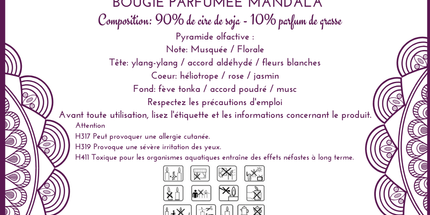 Bougie parfumée Mandala Quartz rose & Rhodonite - Musc Blanc - Onéotéa - Éveil des Sens