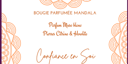Bougie parfumée Mandala Citrine & Howlite - Musc Blanc - Onéotéa - Éveil des Sens