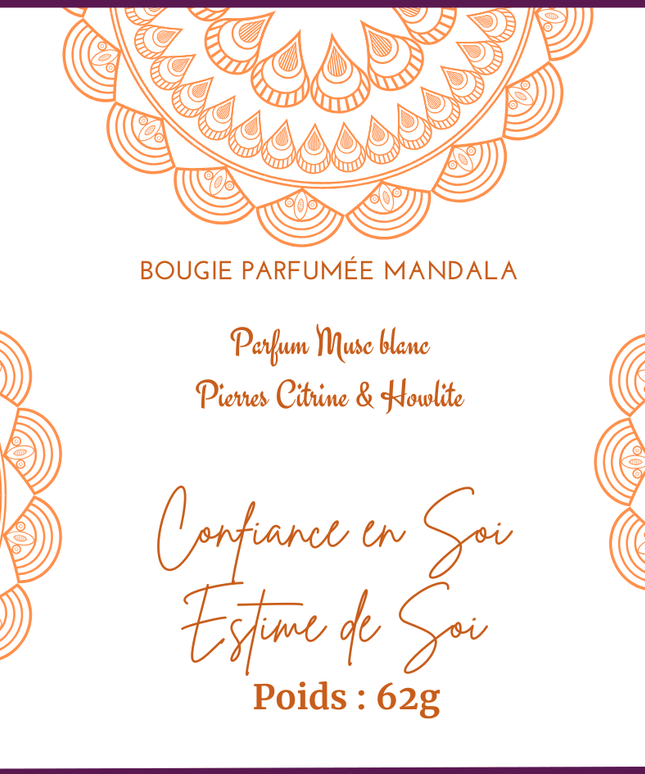 Bougie parfumée Mandala Citrine & Howlite - Musc Blanc - Onéotéa - Éveil des Sens