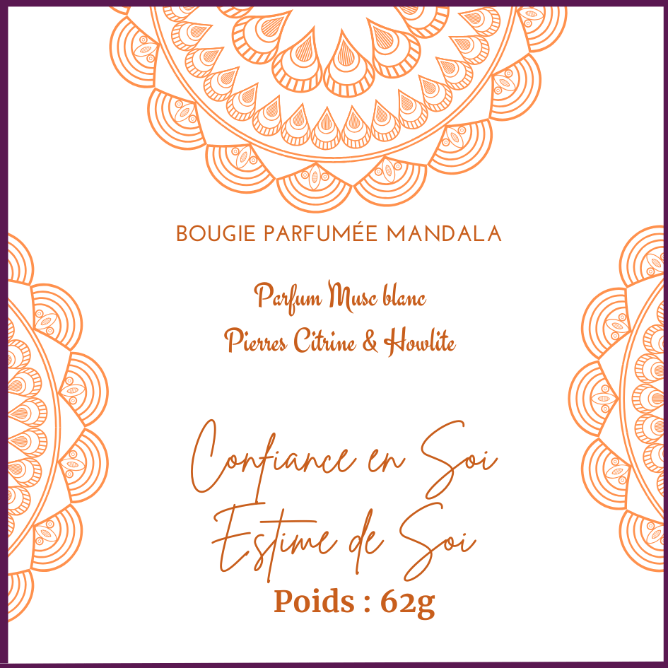 Bougie parfumée Mandala Citrine & Howlite - Musc Blanc - Onéotéa - Éveil des Sens
