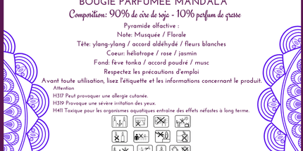Bougie parfumée Mandala Cristal de Roche & Lapis Lazuli - Musc Blanc - Onéotéa - Éveil des Sens