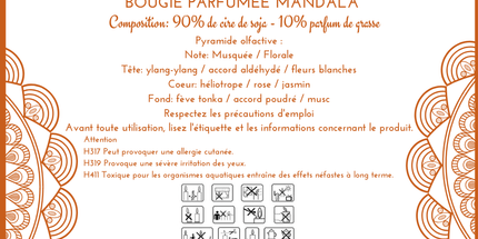 Bougie parfumée Mandala Citrine & Howlite - Musc Blanc - Onéotéa - Éveil des Sens