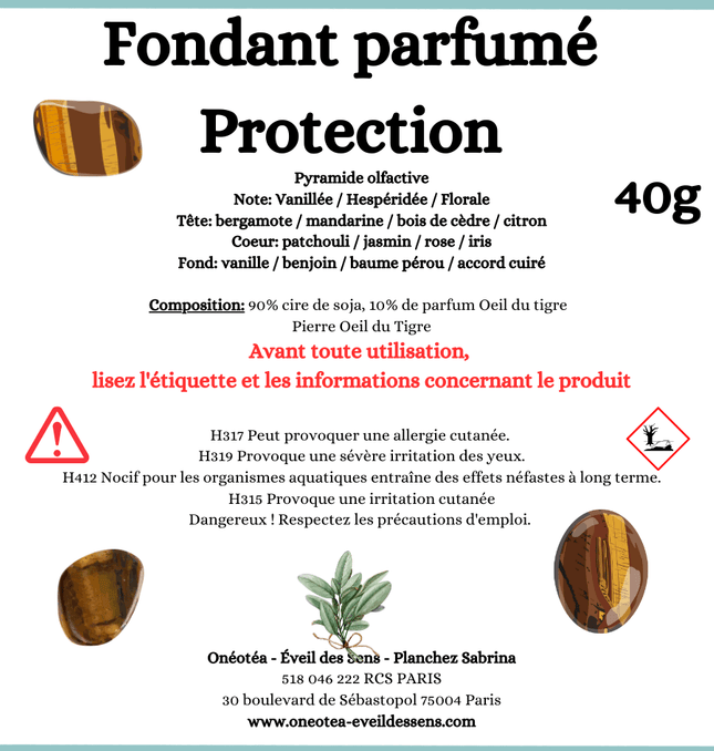 Fondants Protection - Oeil du Tigre - Parfum Vanillée / Hespéridée / Florale - Onéotéa - Éveil des Sens