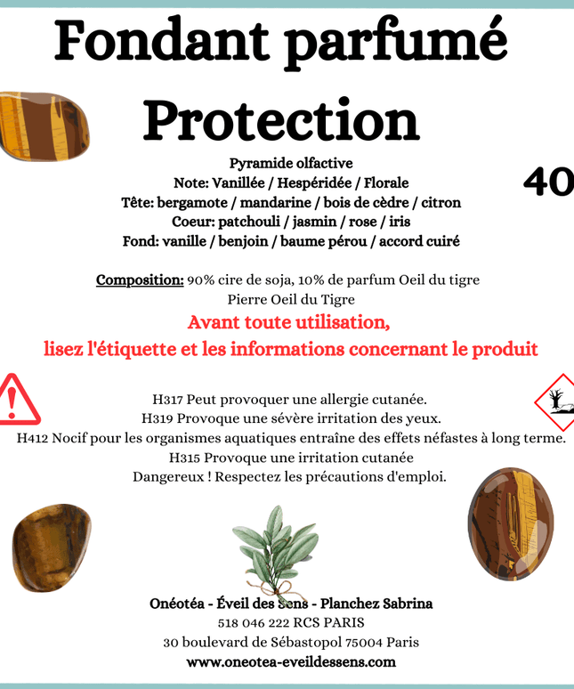Fondants Protection - Oeil du Tigre - Parfum Vanillée / Hespéridée / Florale - Onéotéa - Éveil des Sens