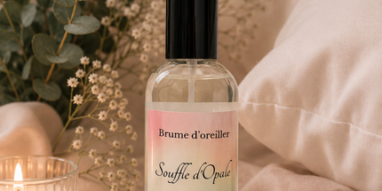 Brume d’oreiller Souffle d'Opale Musc Flocon flacon verre recyclable 100ml parfum doux poudré apaisant sommeil