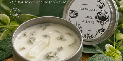 Vela de piedra de salvia y selenita