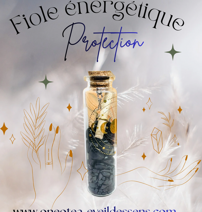 Fiole de Protection - Shungite Obsidienne & Mantra Sacré pour Équilibre Énergétique