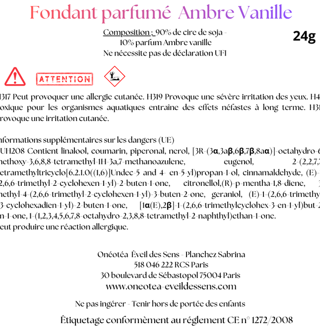 Ambre Vanille 🌿 Fondant parfumé - Vendu à l'unité
