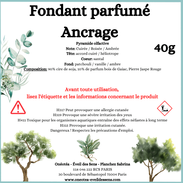Fondants Ancrage - Bois de Gaiac - Parfum Boisé/Ambré/Cuiré - Onéotéa - Éveil des Sens