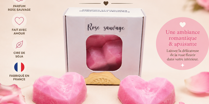 Lot de 2 fondants parfumés à la rose sauvage avec cire de soja, boite cartonnée