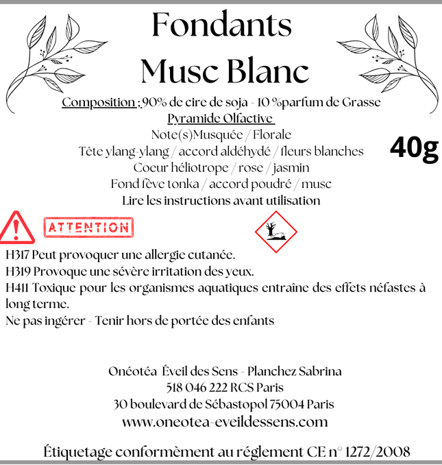 Fondants Parfumés Musc Blanc - Onéotéa - Éveil des Sens