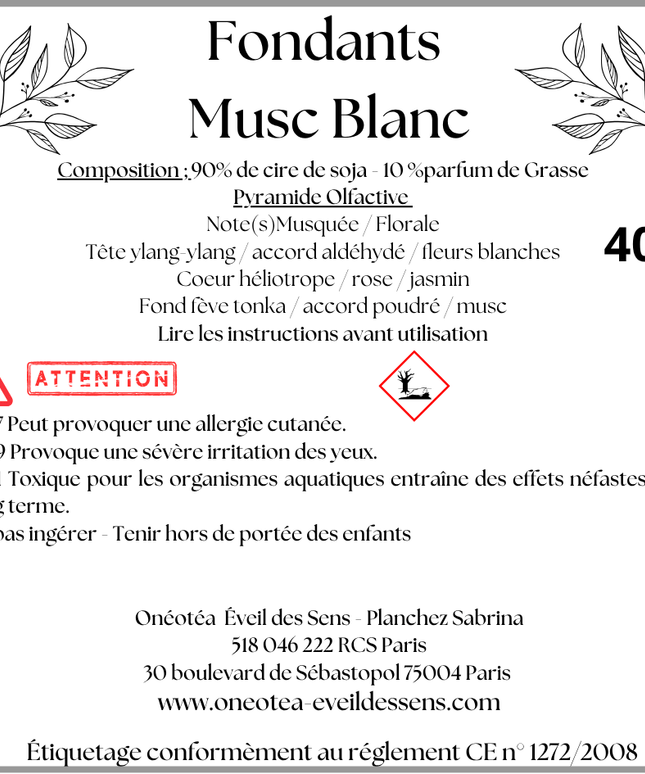 Fondants Parfumés Musc Blanc - Onéotéa - Éveil des Sens