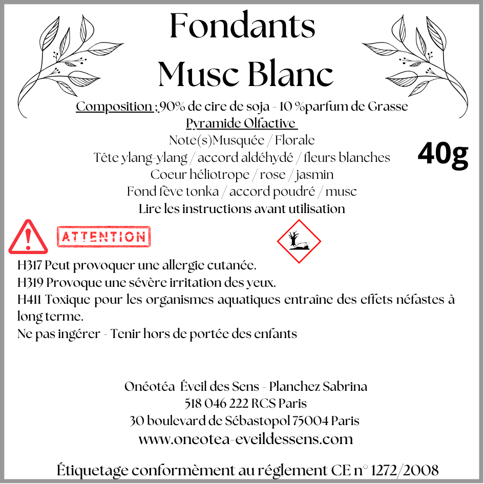 Fondants Parfumés Musc Blanc - Onéotéa - Éveil des Sens