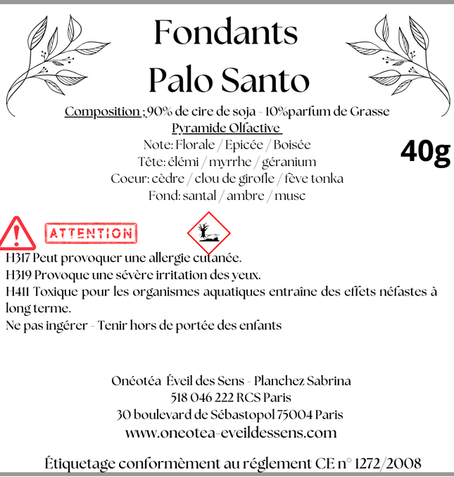 Fondants Parfumés Triskel Palo Santo - Harmonie, Renouveau et Purification - Onéotéa - Éveil des Sens