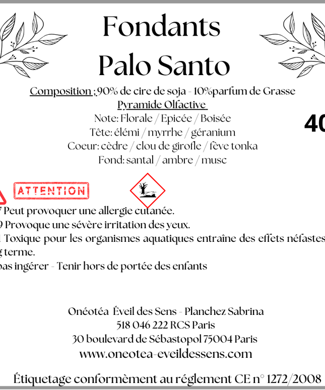 Fondants Parfumés Triskel Palo Santo - Harmonie, Renouveau et Purification - Onéotéa - Éveil des Sens