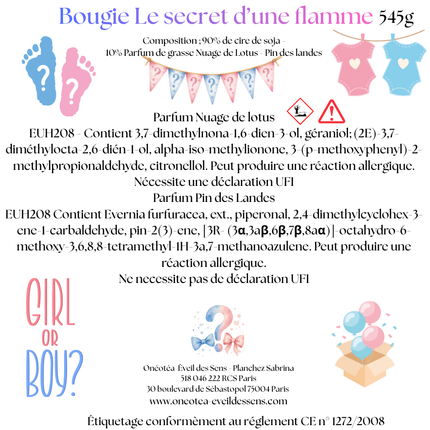 Bougie Gender Reveal fille ou garçon | Le Secret d’une Flamme | Onéotéa