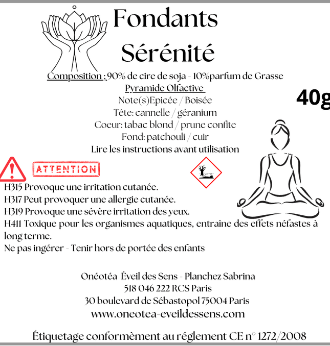 Fondants Parfumés Sérénité - Notes boisés/épicées - Onéotéa - Éveil des Sens