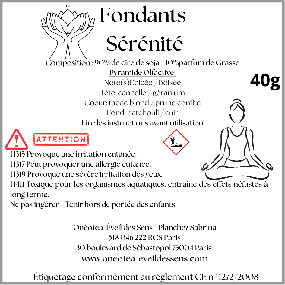 Fondants Parfumés Sérénité - Notes boisés/épicées - Onéotéa - Éveil des Sens