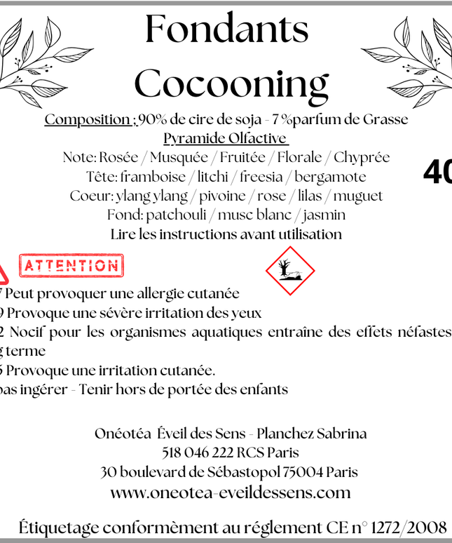 Fondants Parfumés " Instant Cocooning "- Notes Rosé/ Musqué/ Floral/Fruité - Onéotéa - Éveil des Sens