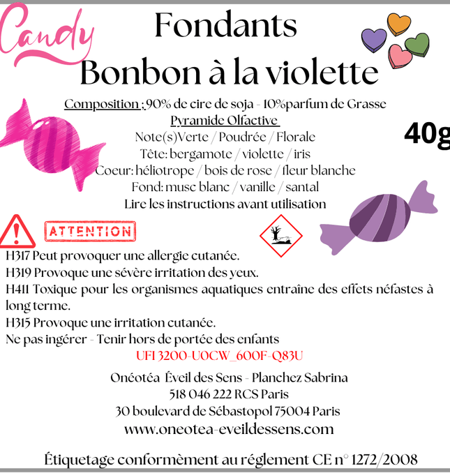 Fondants parfumés Bonbon à la violette - Onéotéa - Éveil des Sens