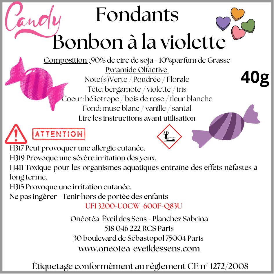 Fondants parfumés Bonbon à la violette - Onéotéa - Éveil des Sens