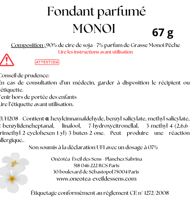 Onéotéa Éveil des Sens - L'artisanat parfumé à la française pour le bien-être Fondant parfumé , Bougie parfumée 