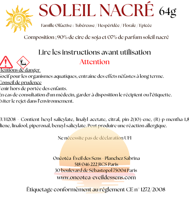 Lot de 3 fondants parfumés Soleil Nacré, ambiance solaire et raffinée, cire végétale de soja