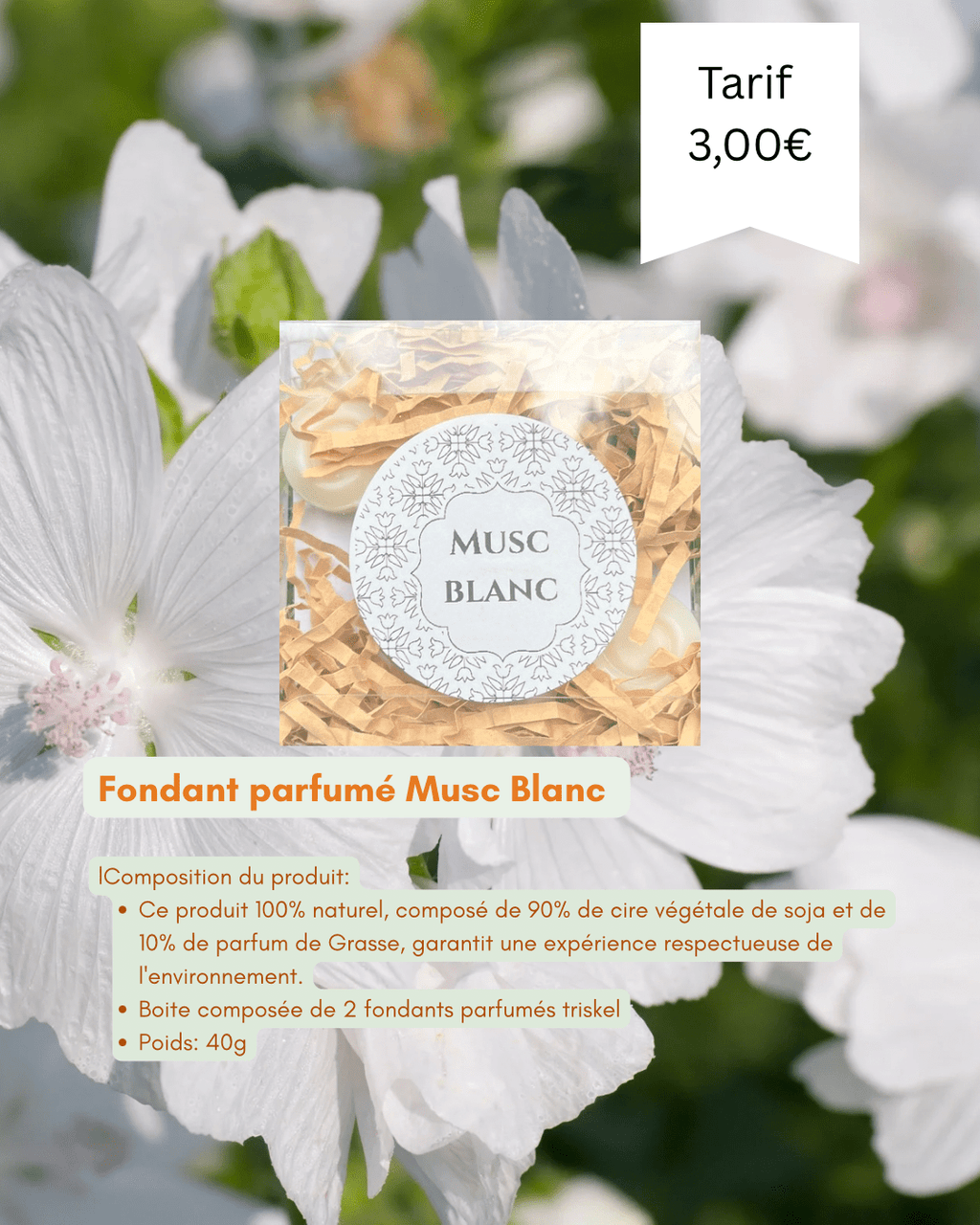 Fondants Parfumés Musc Blanc - Onéotéa - Éveil des Sens