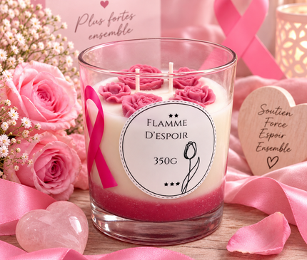 Bougie Octobre Rose Flamme d’Espoir – Cancer du Sein | Onéotéa