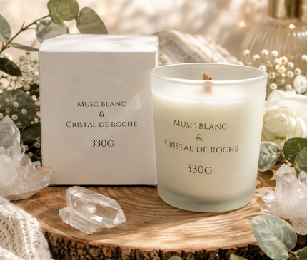 Bougie Musc Blanc | Cristal de Roche | Onéotéa