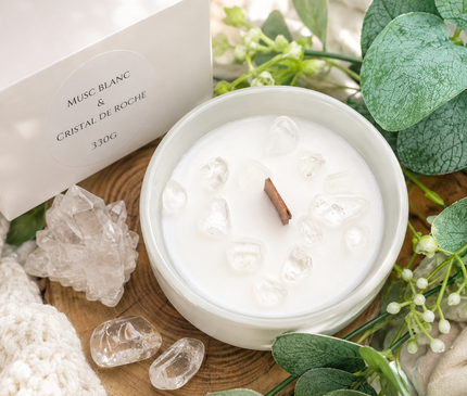 Bougie Musc Blanc | Cristal de Roche | Onéotéa