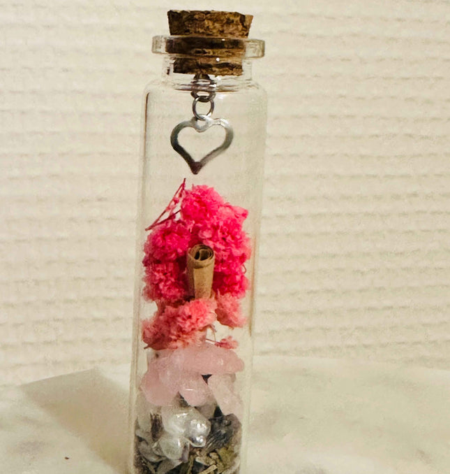 Fiole du Féminin Sacré – Pierre de lune & Quartz rose & Mantra Sacré