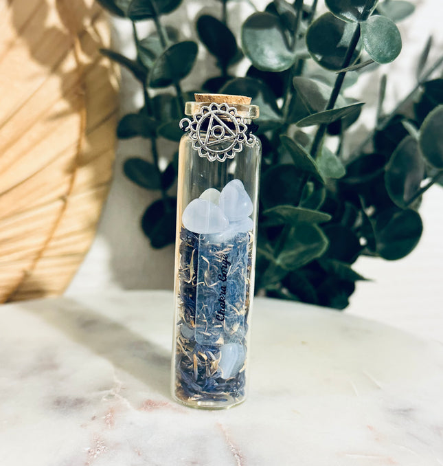 Fiole Chakra Gorge Vishuddha - Éveillez votre voix et exprimez-vous avec énergie