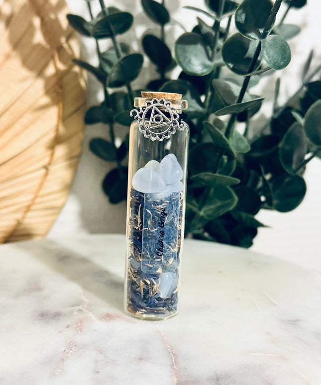 Fiole Chakra Gorge Vishuddha - Éveillez votre voix et exprimez-vous avec énergie