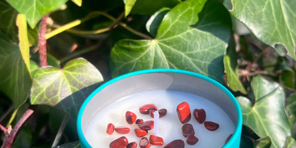 Bougie parfumée " Ancrage " avec Pierres Jaspe rouge