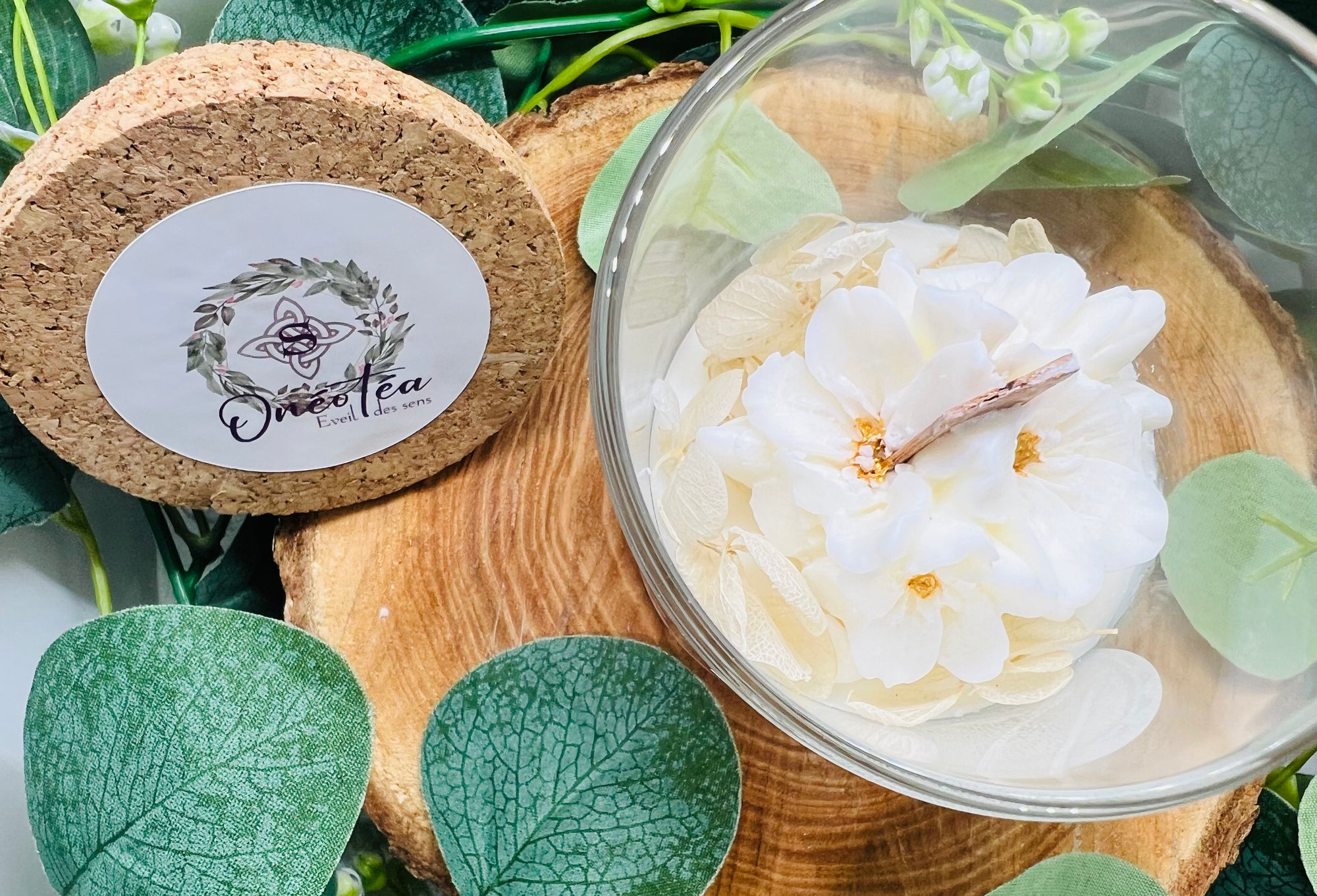 Bougie Parfumée au Musc blanc & Ambre Patchouli - Onéotéa - Éveil des Sens