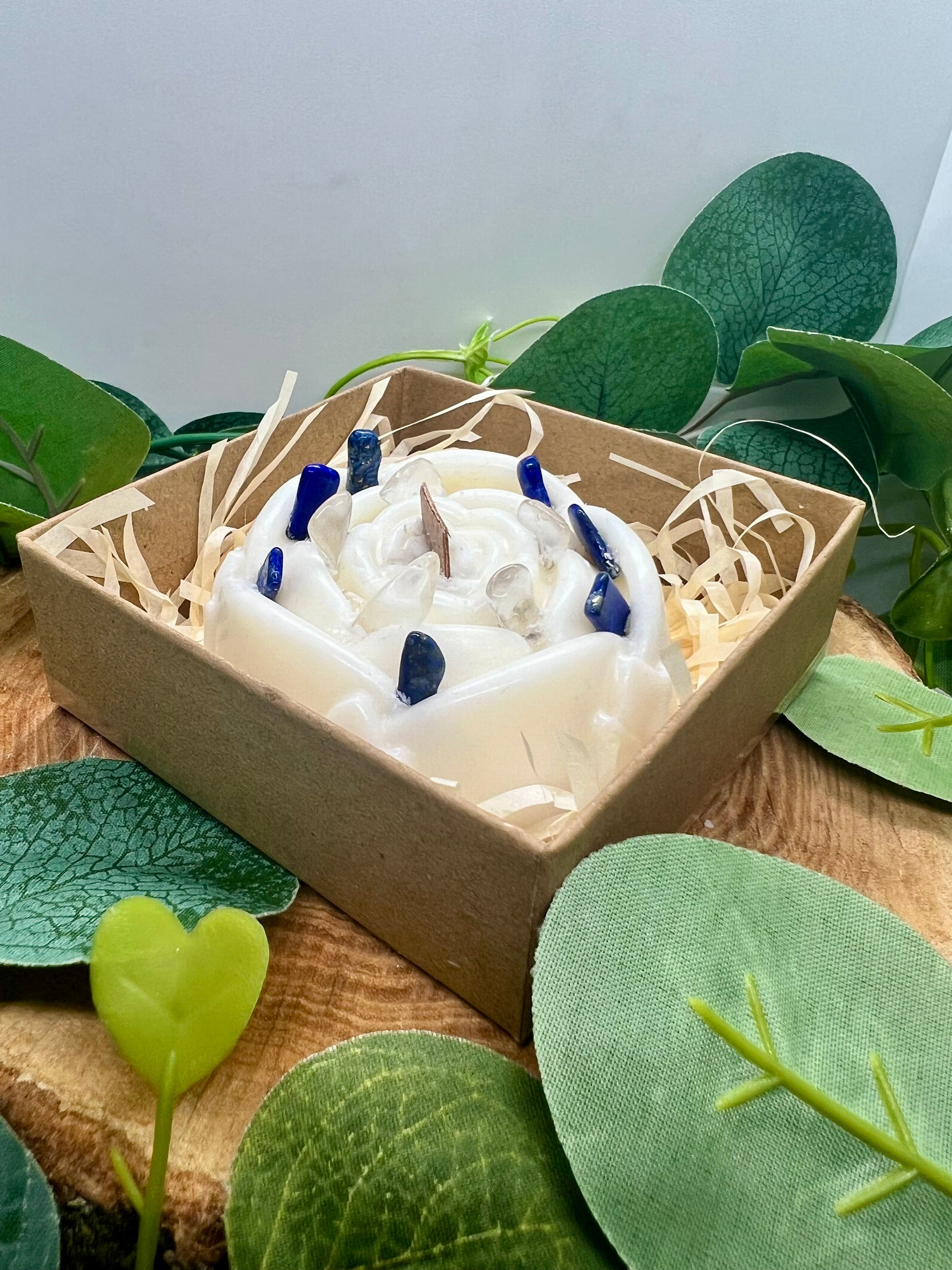 Bougie parfumée Mandala Cristal de Roche & Lapis Lazuli - Musc Blanc - Onéotéa - Éveil des Sens