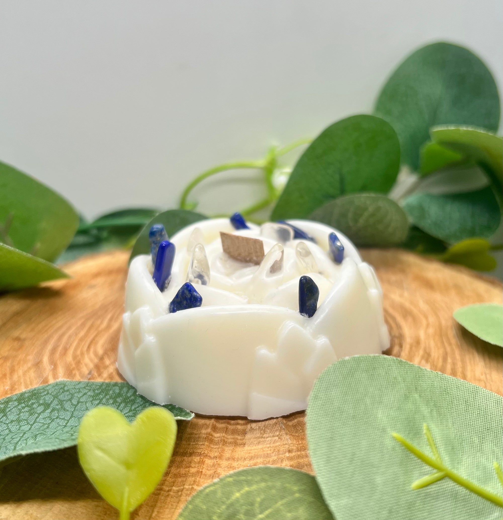Bougie parfumée Mandala Cristal de Roche & Lapis Lazuli - Musc Blanc - Onéotéa - Éveil des Sens