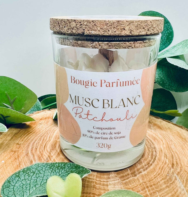 Bougie Parfumée à la douceur du Musc blanc et Ambre Patchouli